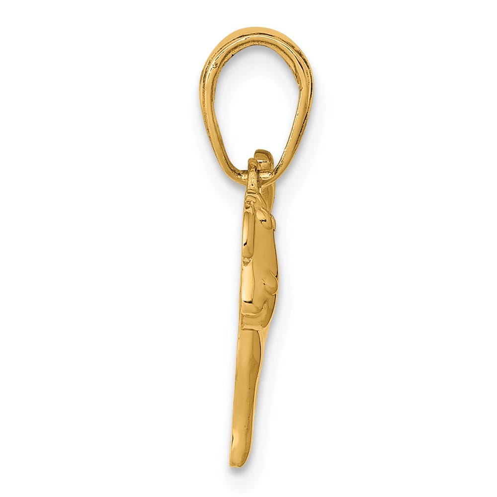 10K Yellow Gold Solid Polished Small Dog Charm