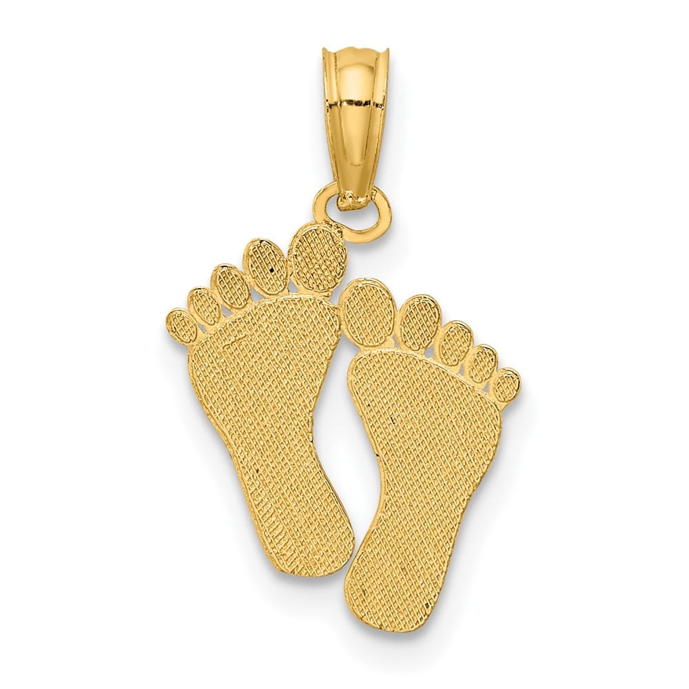 10K Yellow Gold Solid Polished Small Double Feet Hang Ten Style Charm