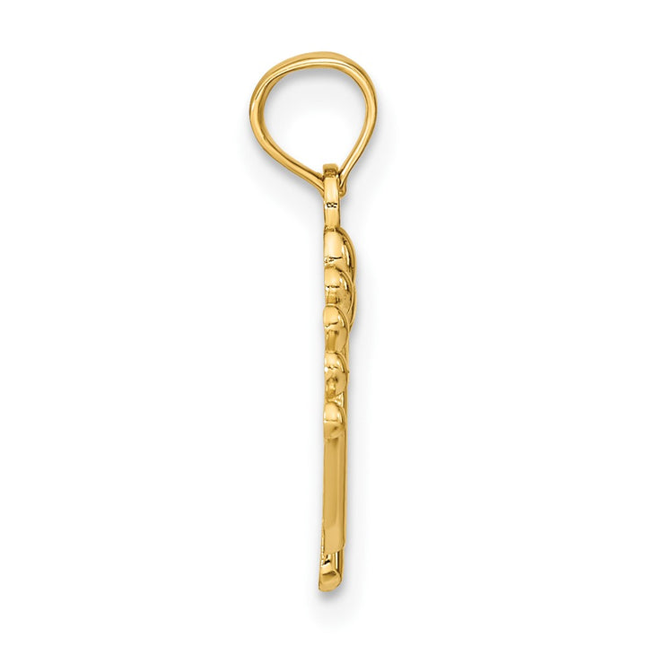 10K Yellow Gold Solid Polished Small Double Feet Hang Ten Style Charm