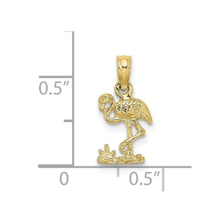 10K Yellow Gold Solid Polished Small Flamingo Charm
