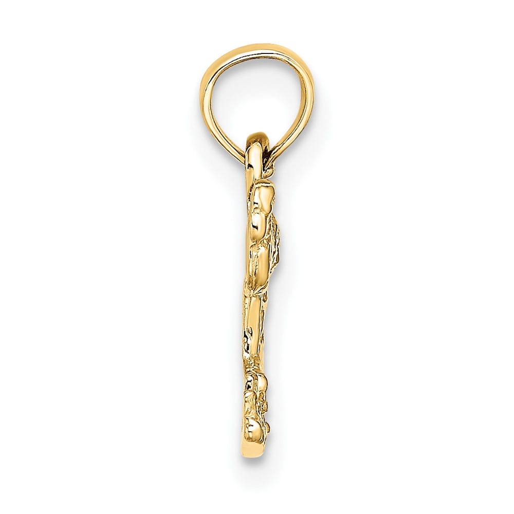 10K Yellow Gold Solid Polished Small Flamingo Charm