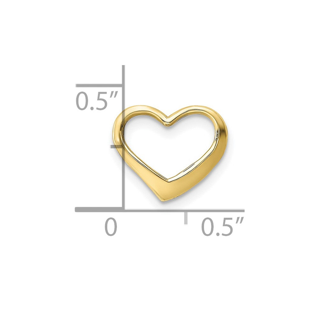 10K Yellow Gold Solid Polished Small Floating Heart Chain Slide