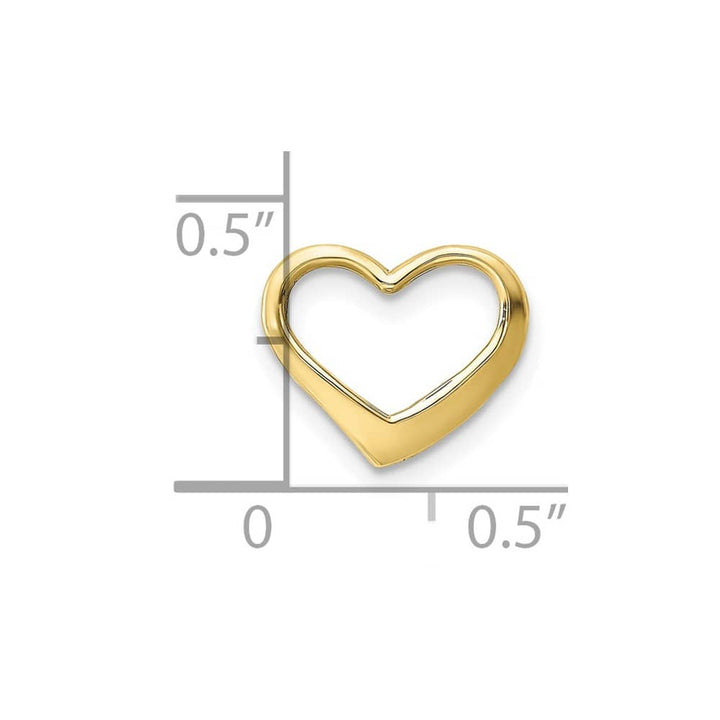 10K Yellow Gold Solid Polished Small Floating Heart Chain Slide