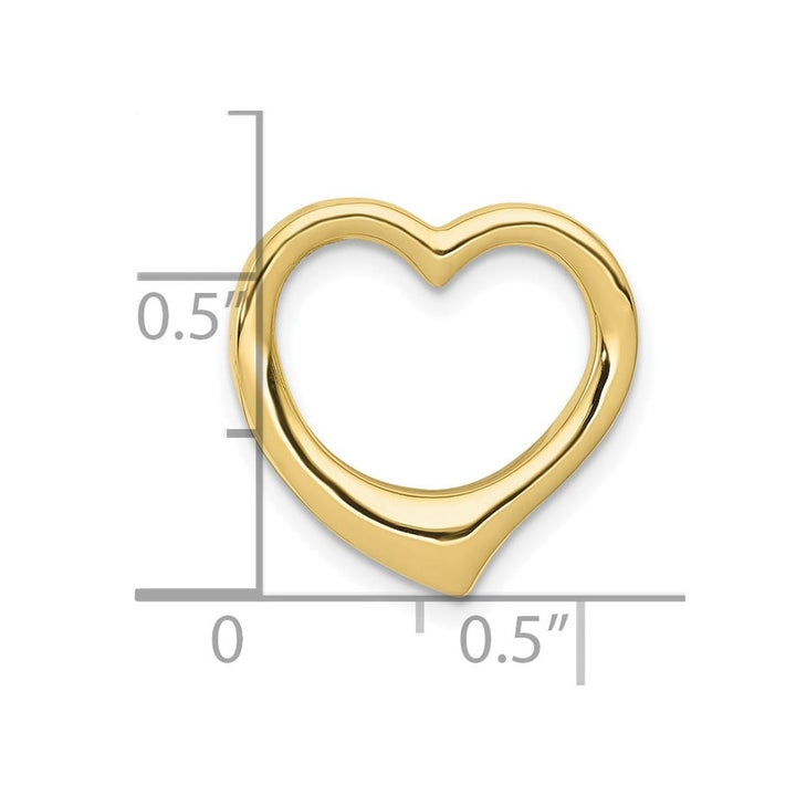 10K Yellow Gold Solid Polished Small Floating Heart Chain Slide