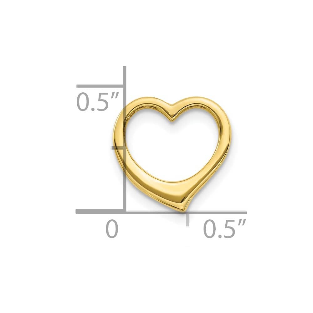 10K Yellow Gold Solid Polished Small Floating Heart Chain Slide