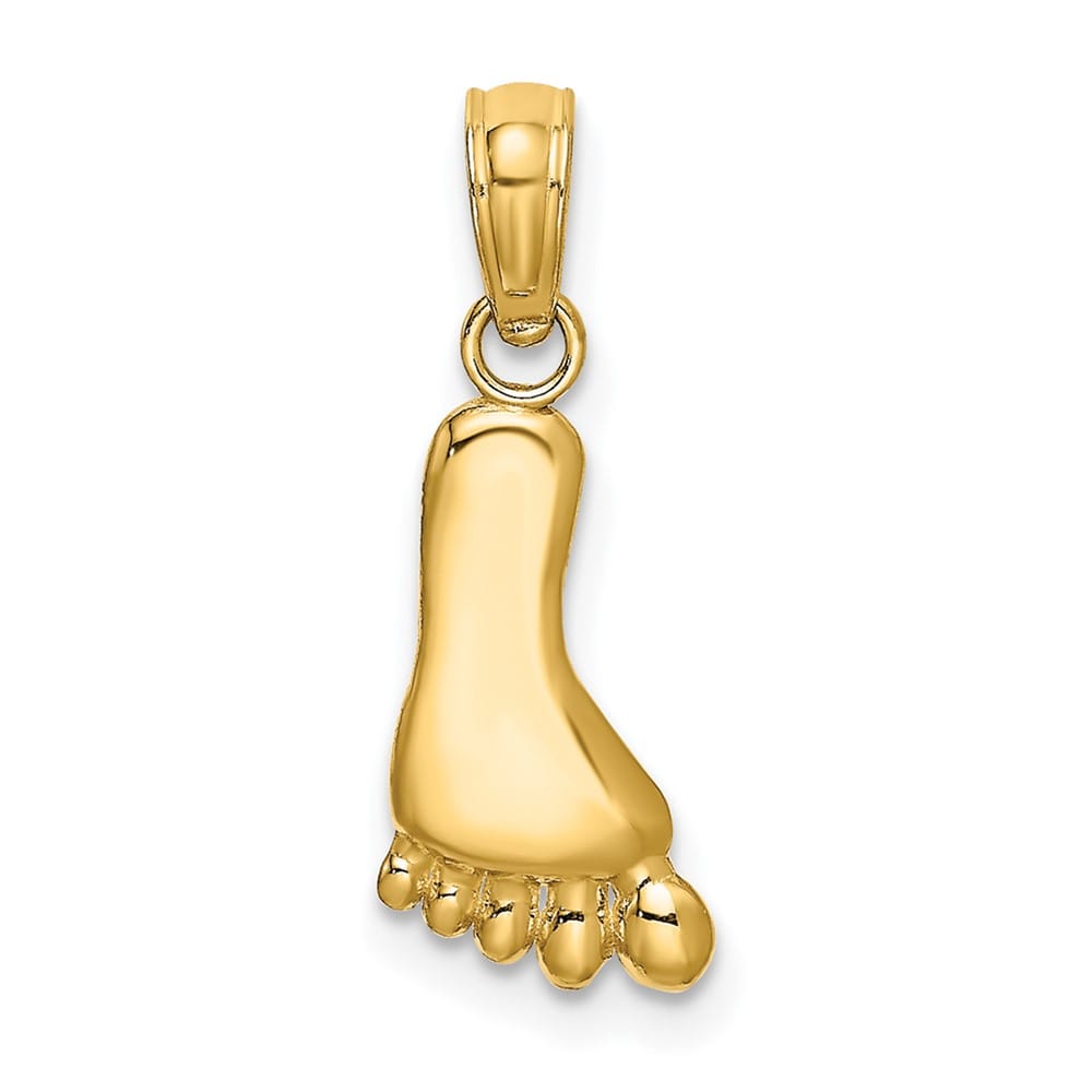 10K Yellow Gold Solid Polished Small Foot Charm
