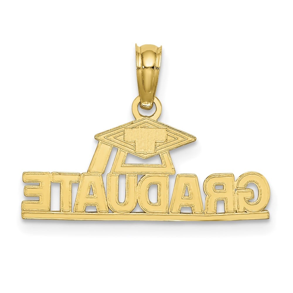 10K Yellow Gold Solid Polished Small Graduate Under Cap Charm