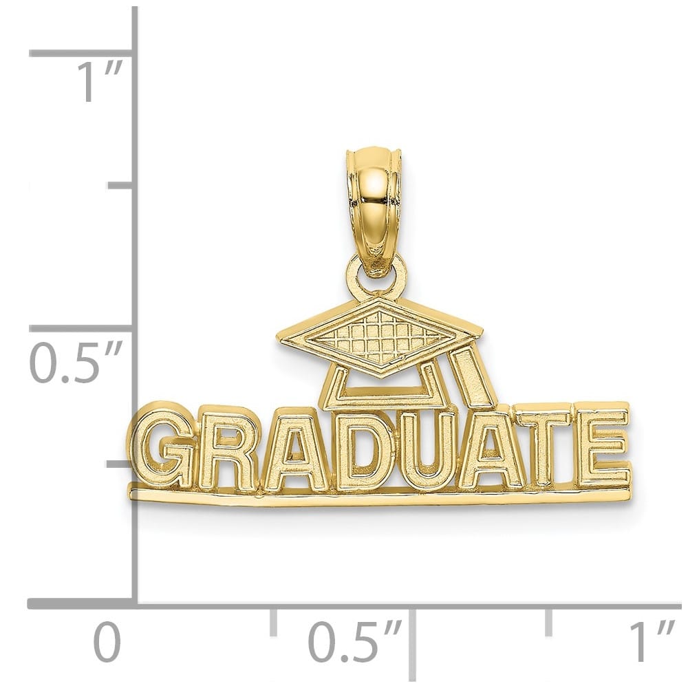 10K Yellow Gold Solid Polished Small Graduate Under Cap Charm