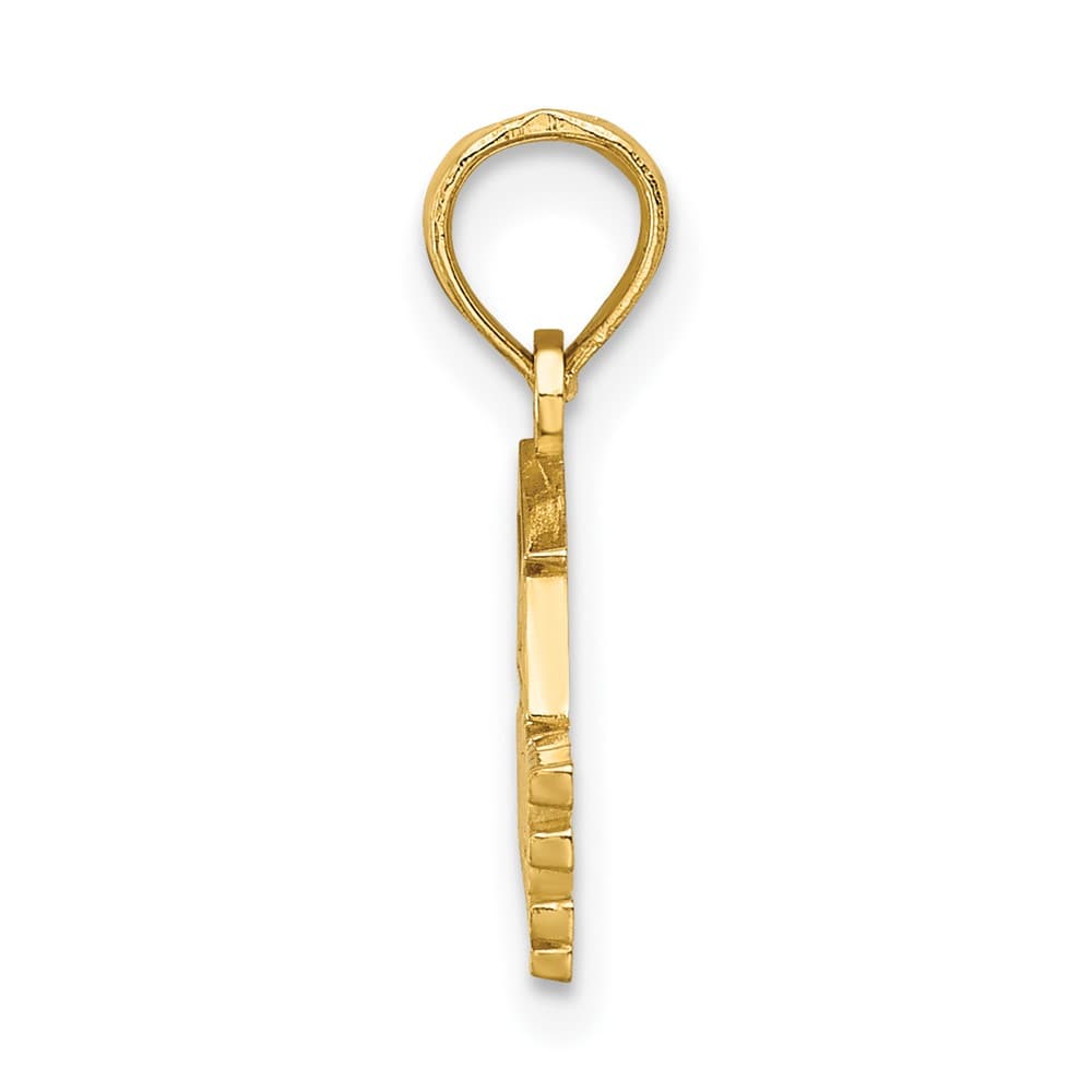 10K Yellow Gold Solid Polished Small Graduate Under Cap Charm