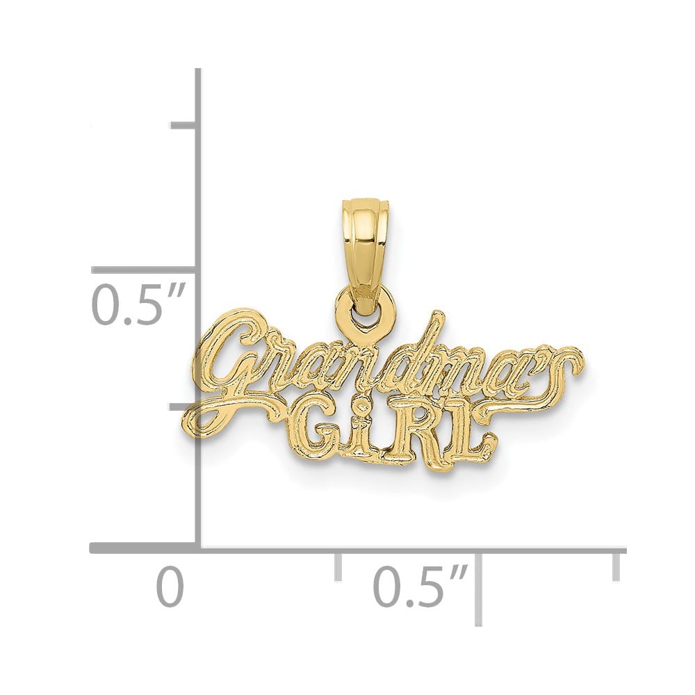 10K Yellow Gold Solid Polished Small Grandmas Girl Charm
