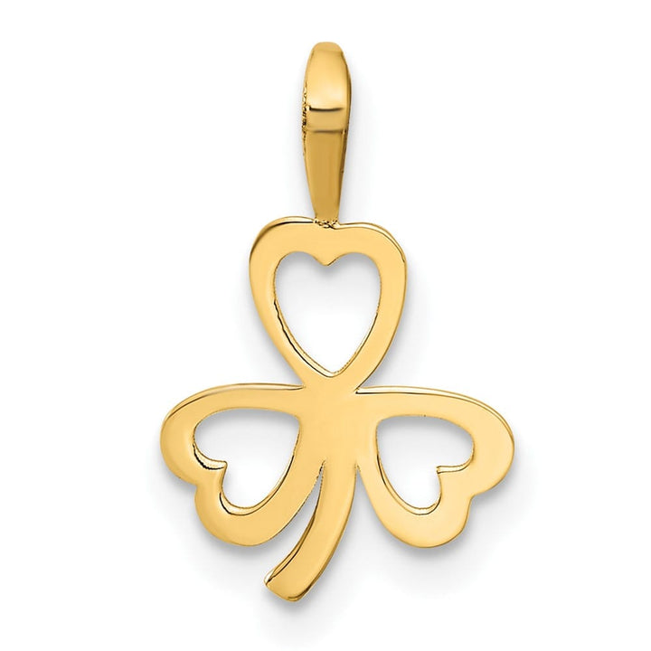 10K Yellow Gold Solid Polished Small Heart 3-Leaf Clover Charm