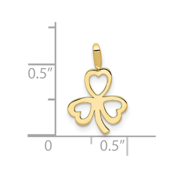 10K Yellow Gold Solid Polished Small Heart 3-Leaf Clover Charm