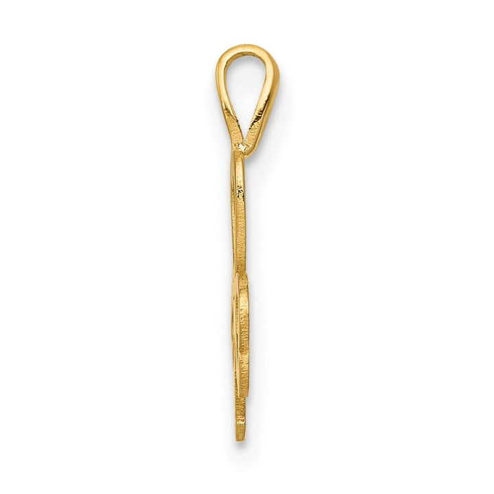 10K Yellow Gold Solid Polished Small Heart 3-Leaf Clover Charm