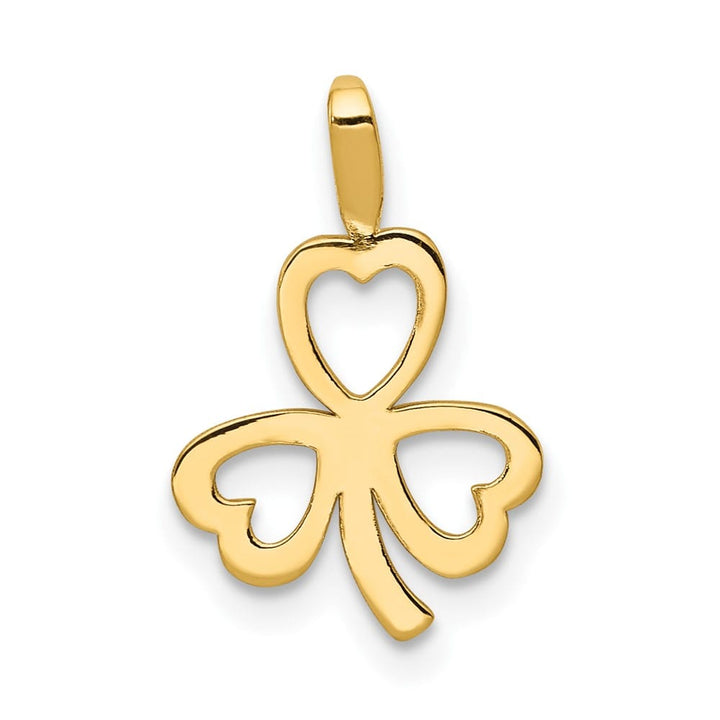 10K Yellow Gold Solid Polished Small Heart 3-Leaf Clover Charm