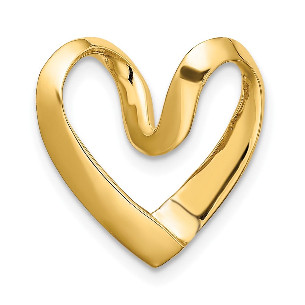 10K Yellow Gold Solid Polished Small Heart Chain Slide