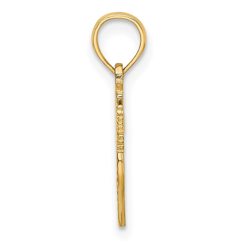 10K Yellow Gold Solid Polished Small Heart with Love Birds Charm