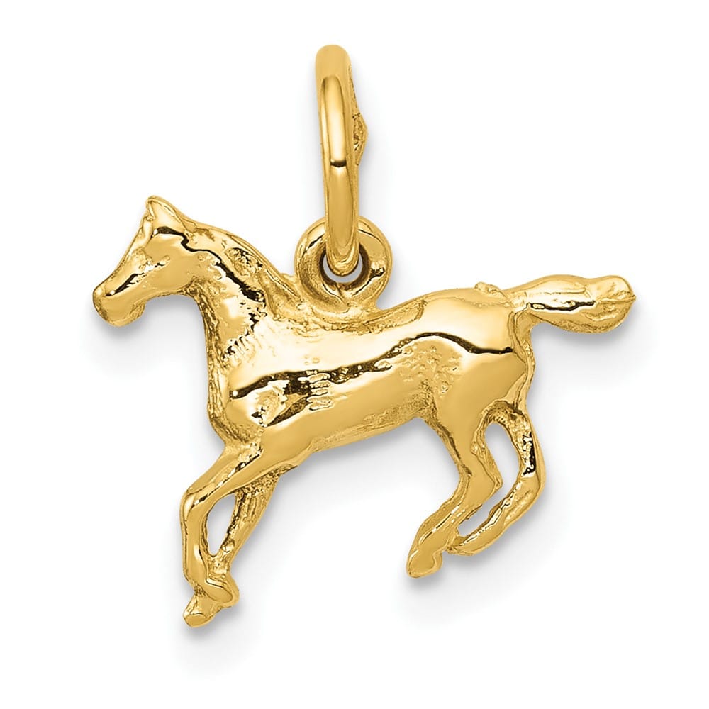 10K Yellow Gold Solid Polished Small Horse Charm