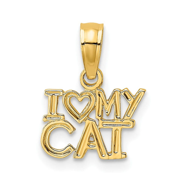 10K Yellow Gold Solid Polished Small I Heart My Cat Charm