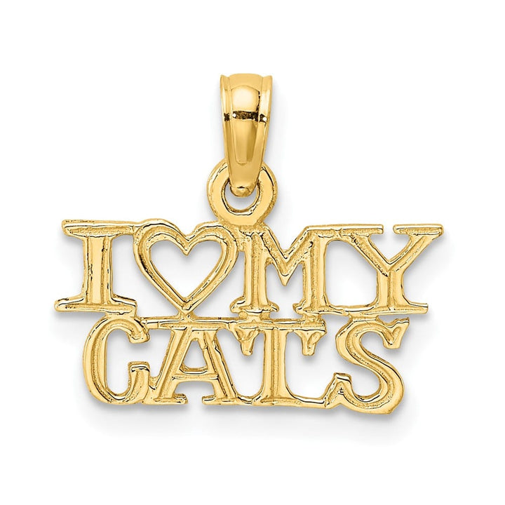 10K Yellow Gold Solid Polished Small I Heart My Cats Charm