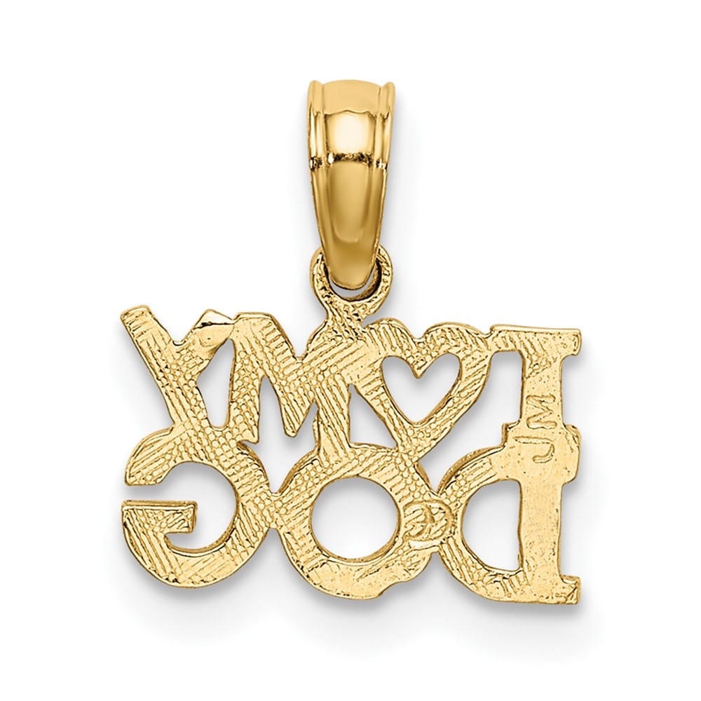 10K Yellow Gold Solid Polished Small I Heart My Dog Charm