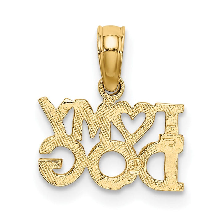 10K Yellow Gold Solid Polished Small I Heart My Dog Charm