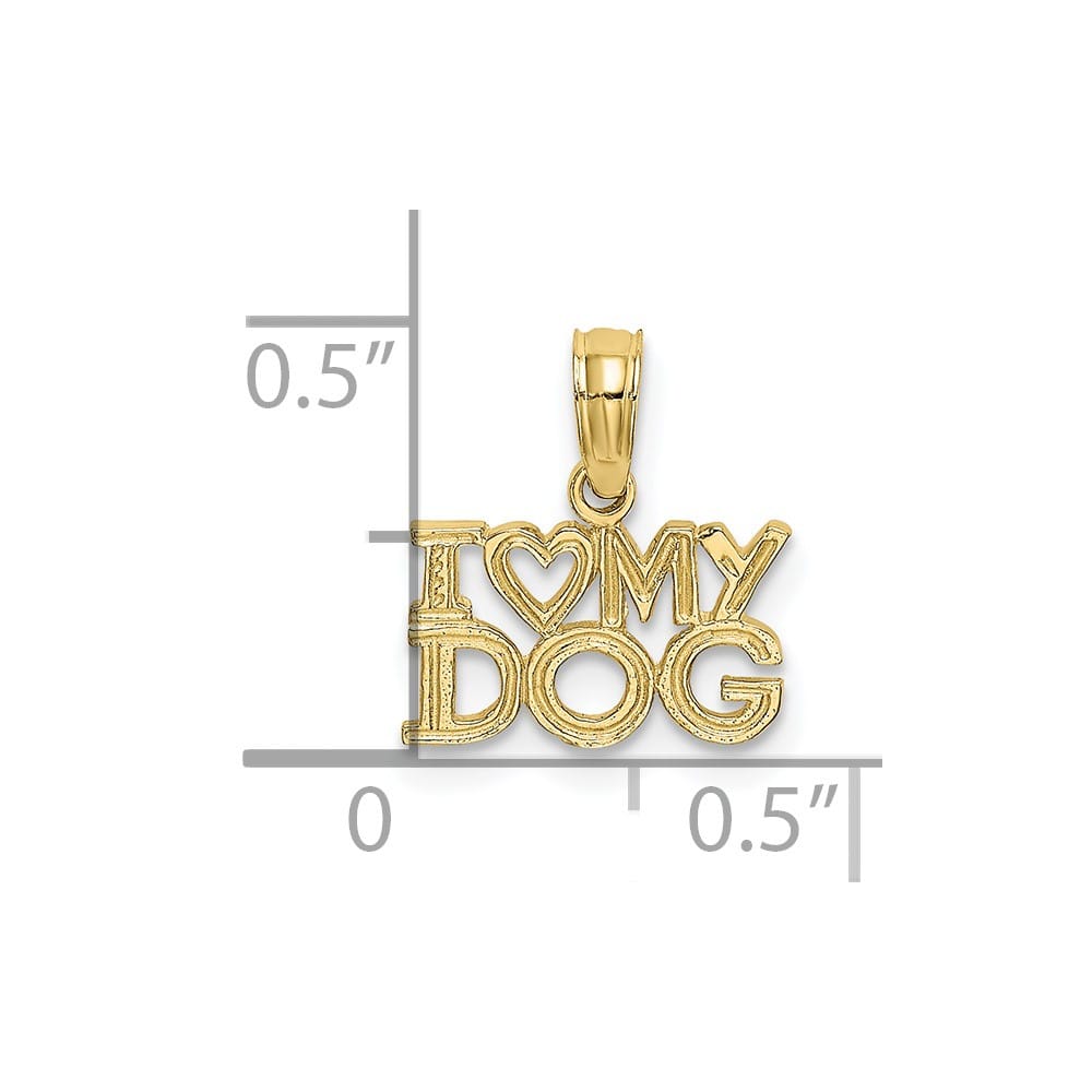 10K Yellow Gold Solid Polished Small I Heart My Dog Charm