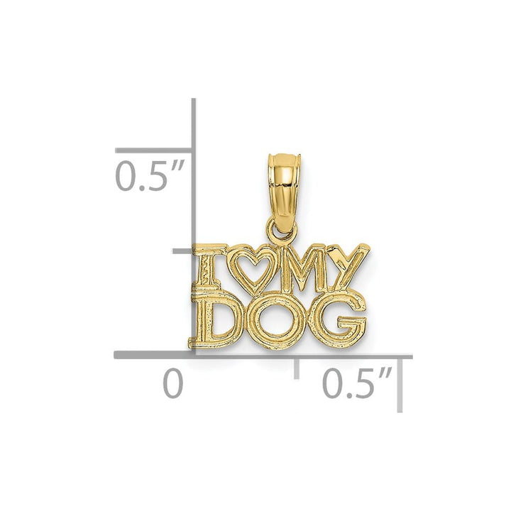 10K Yellow Gold Solid Polished Small I Heart My Dog Charm