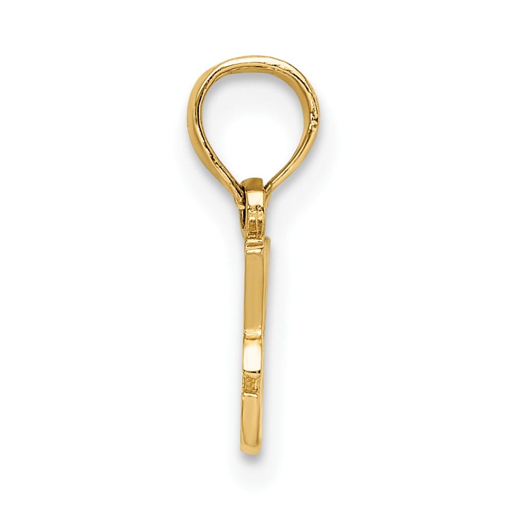 10K Yellow Gold Solid Polished Small I Heart My Dog Charm