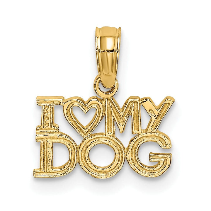 10K Yellow Gold Solid Polished Small I Heart My Dog Charm