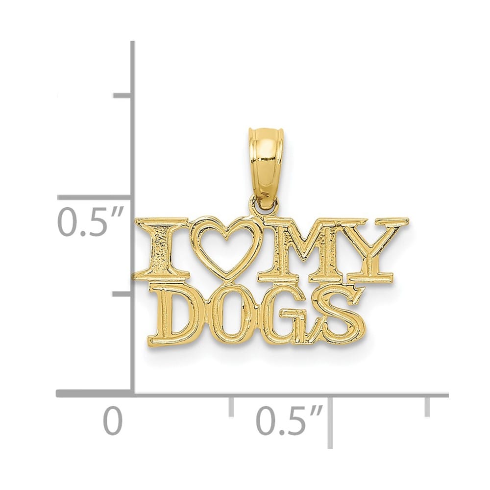 10K Yellow Gold Solid Polished Small I Heart My Dogs Pendant