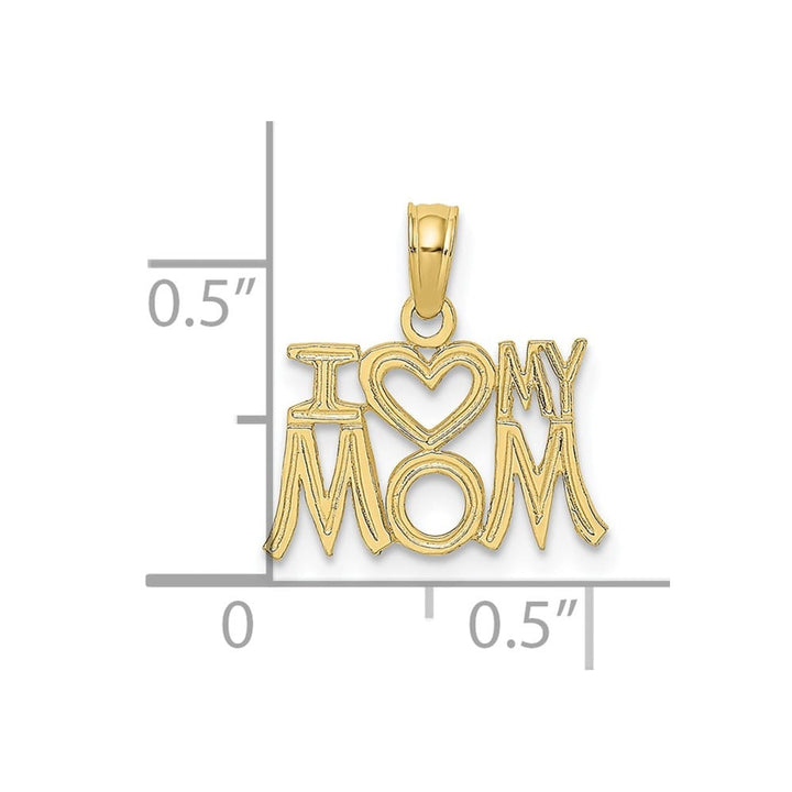 10K Yellow Gold Solid Polished Small I Heart My MOM Pendant