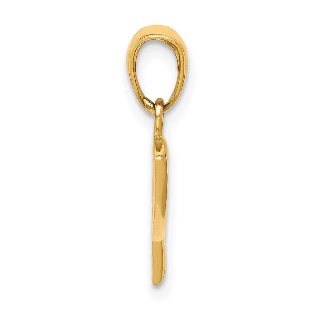 10K Yellow Gold Solid Polished Small Ichthus Fish Horizontal Pendant