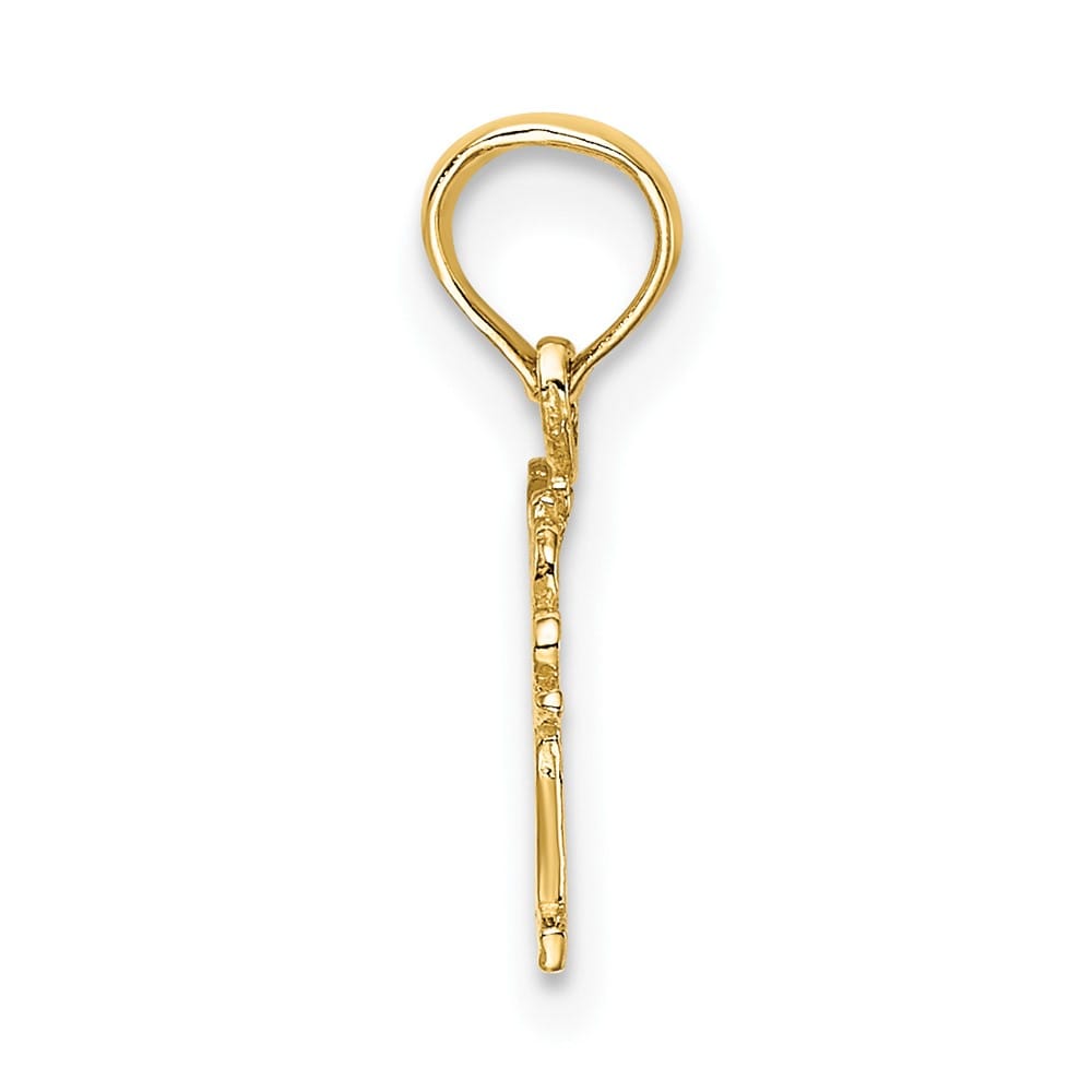 10K Yellow Gold Solid Polished Small Little Angel Charm
