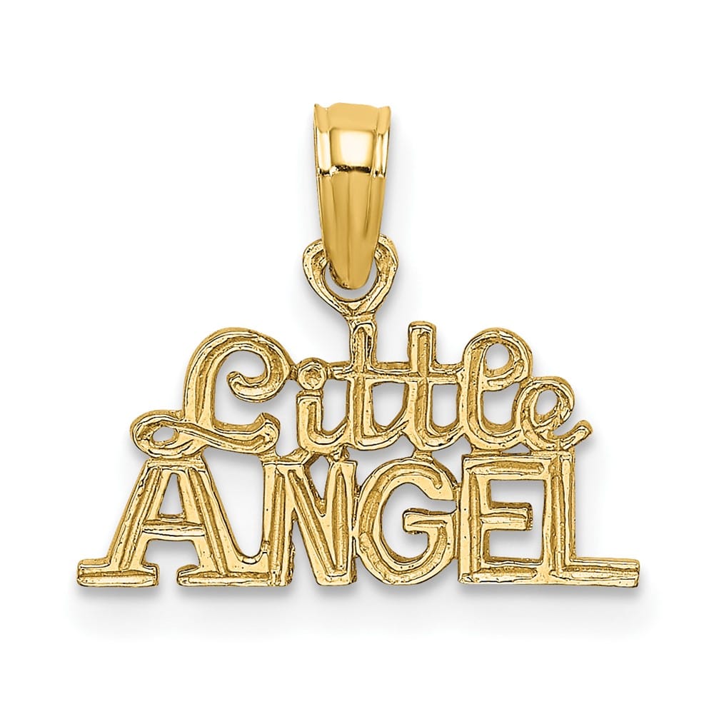 10K Yellow Gold Solid Polished Small Little Angel Charm