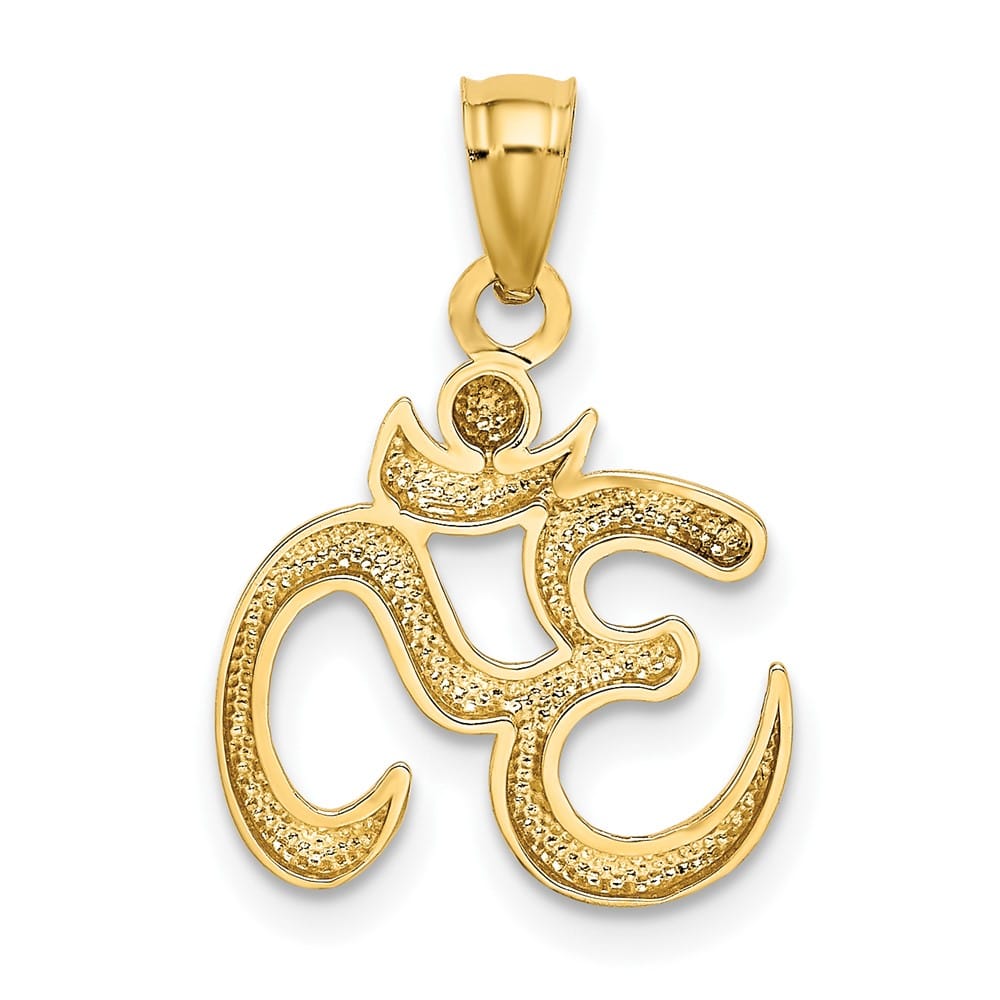 10K Yellow Gold Solid Polished Small Om Symbol Pendant