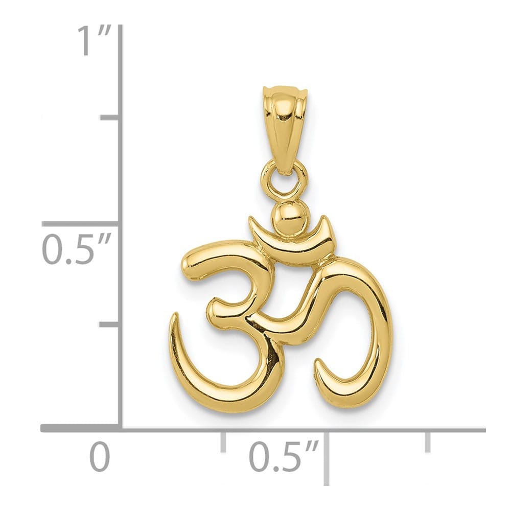 10K Yellow Gold Solid Polished Small Om Symbol Pendant