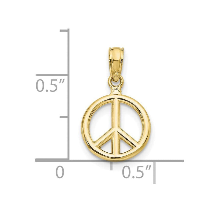 10K Yellow Gold Solid Polished Small Peace Sign Pendant
