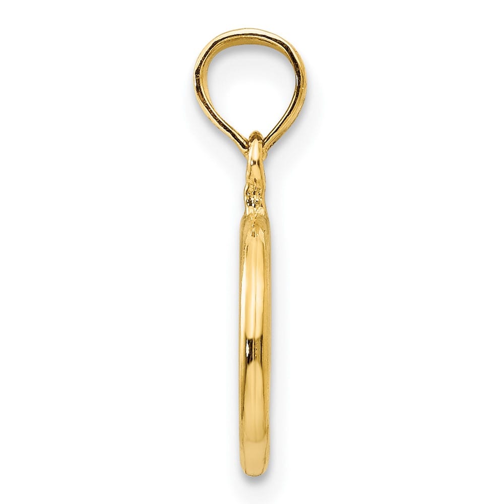 10K Yellow Gold Solid Polished Small Peace Sign Pendant