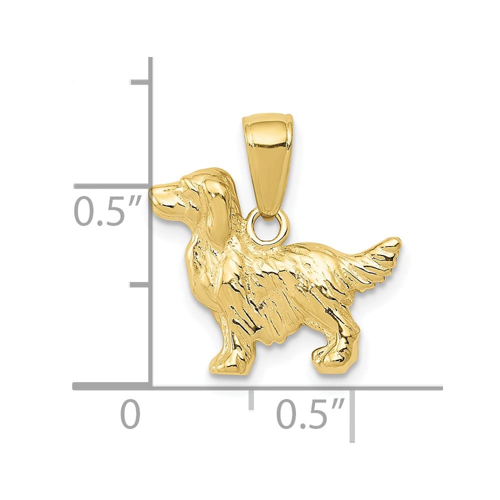 10K Yellow Gold Solid Polished Small Springer Spaniel Dog Pendant