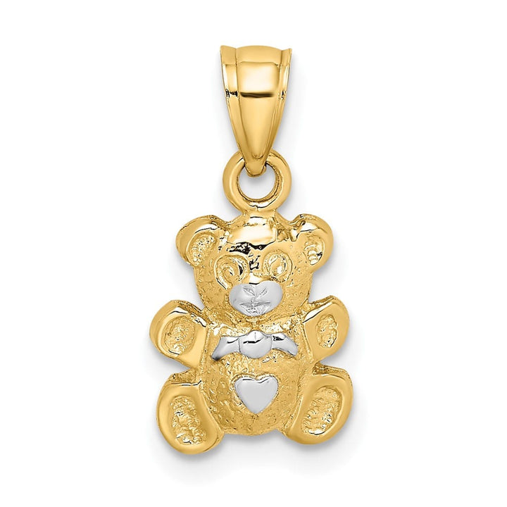 10K Yellow Gold Solid Polished Small Teddy Bear Charm