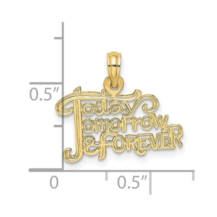 10K Yellow Gold Solid Polished Small Today Tomorrow and Forever Charm