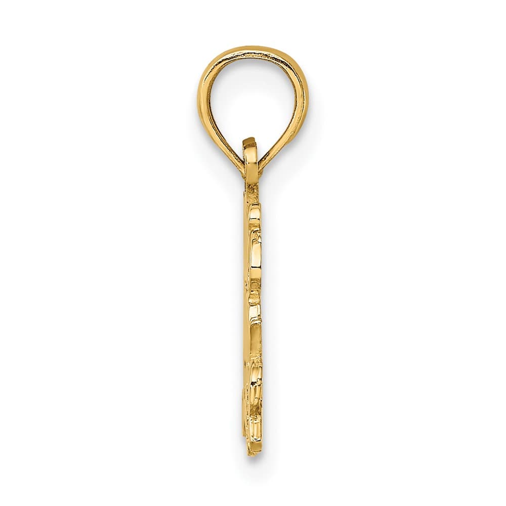 10K Yellow Gold Solid Polished Small Today Tomorrow and Forever Charm