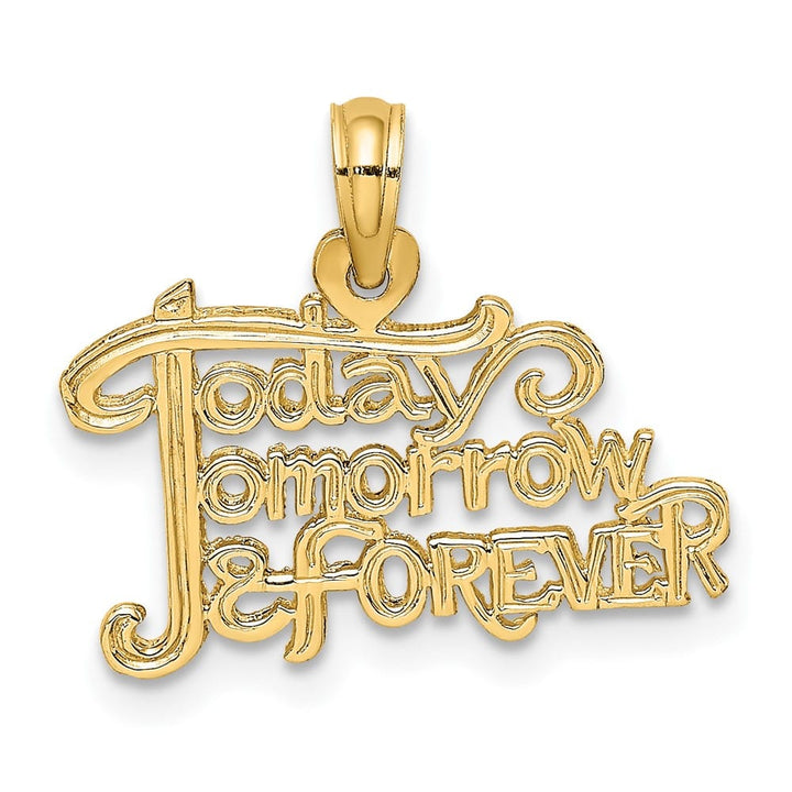 10K Yellow Gold Solid Polished Small Today Tomorrow and Forever Charm