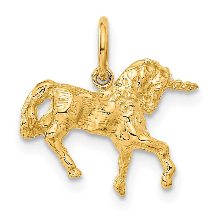 10K Yellow Gold Solid Polished Small Unicorn Charm