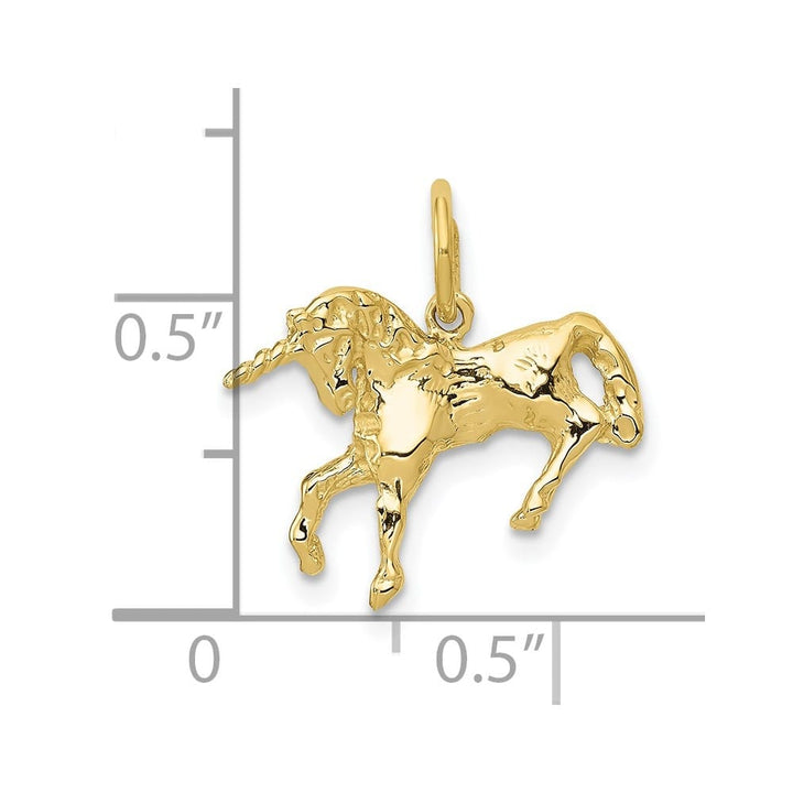 10K Yellow Gold Solid Polished Small Unicorn Charm