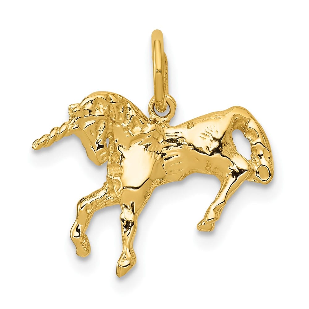 10K Yellow Gold Solid Polished Small Unicorn Charm