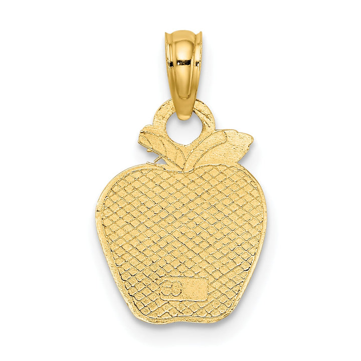 10K Yellow Gold Solid Polished Teacher Apple Charm Pendant