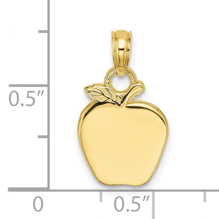 10K Yellow Gold Solid Polished Teacher Apple Charm Pendant