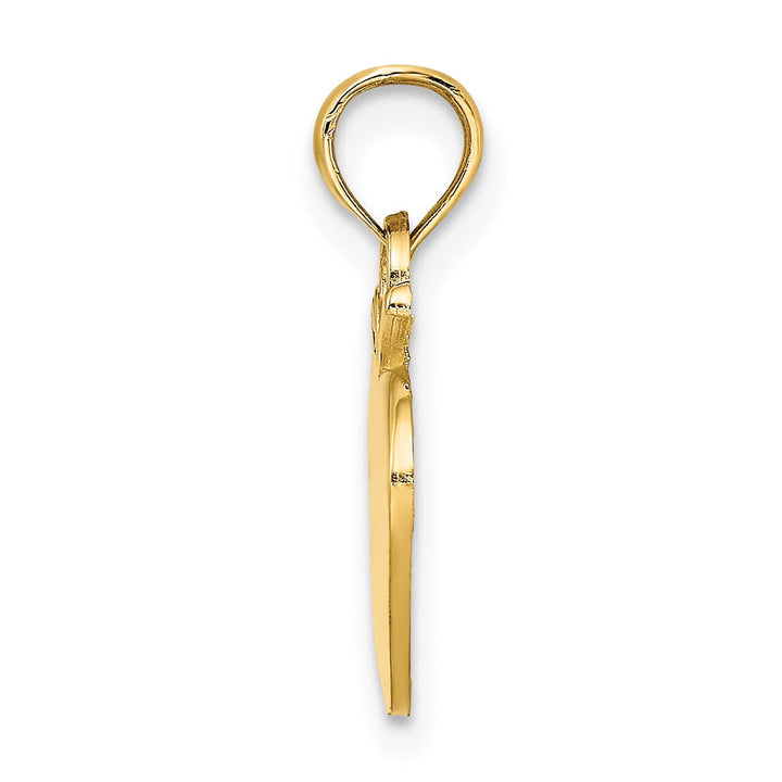 10K Yellow Gold Solid Polished Teacher Apple Charm Pendant
