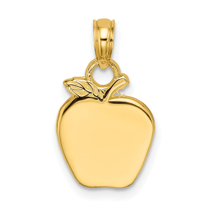 10K Yellow Gold Solid Polished Teacher Apple Charm Pendant